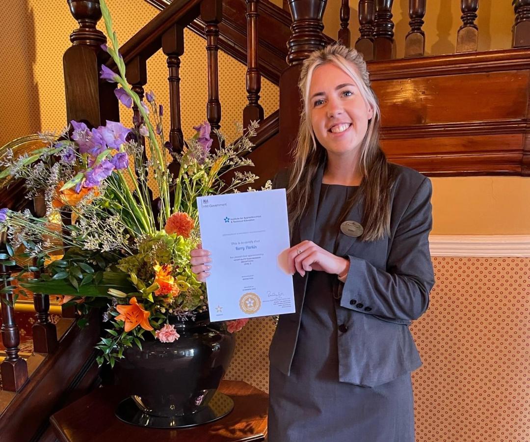 Kerry at The Imperial Hotel celebrating her NVQ