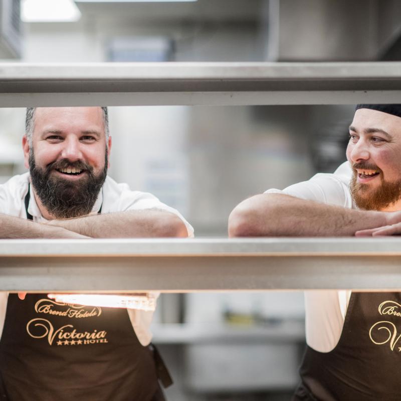 Two chefs at work a the Victoria Hotel in Sidmouth